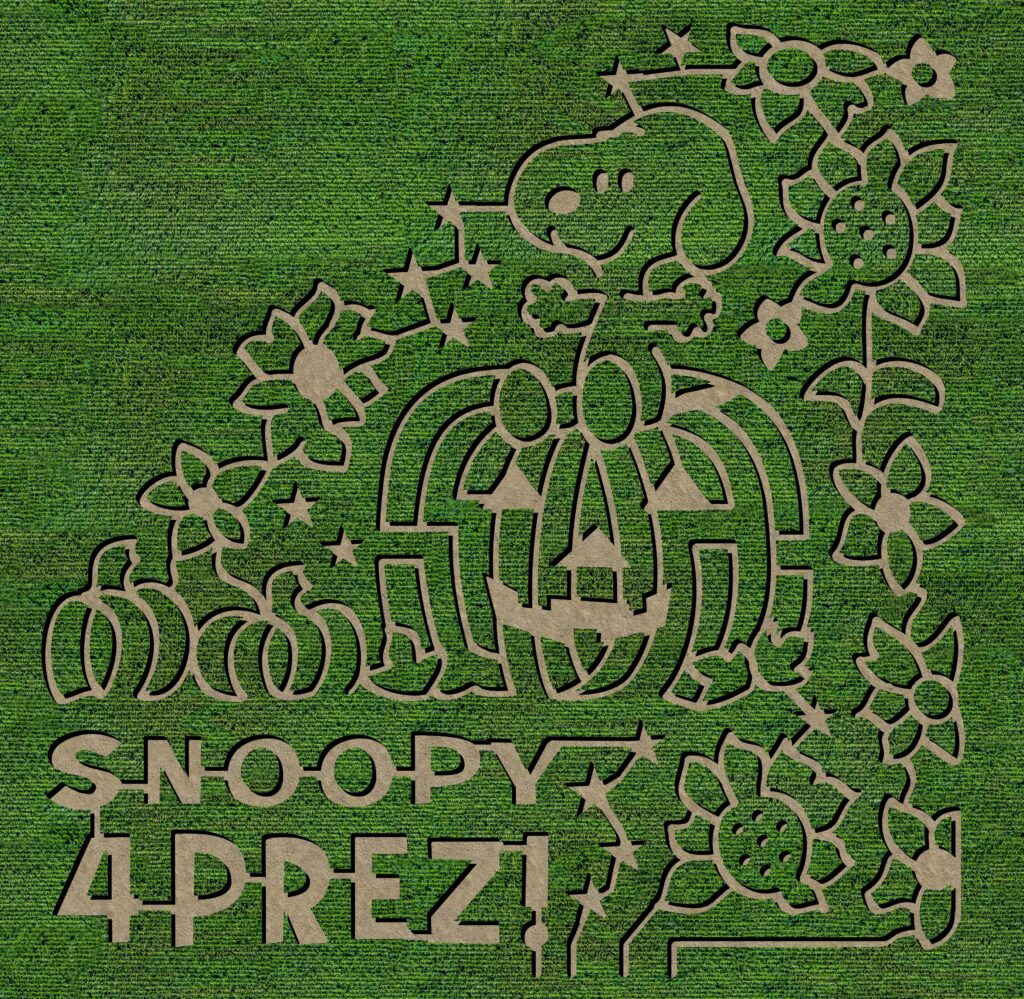 2024 Corn Maze Design "Snoopy 4 Prez"