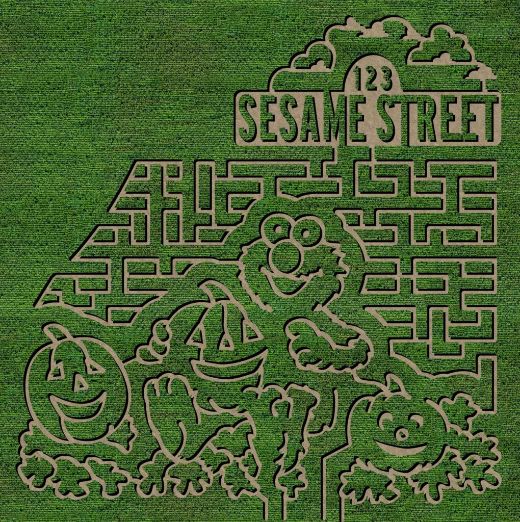 Image of the Sesame Street themed corn maze design