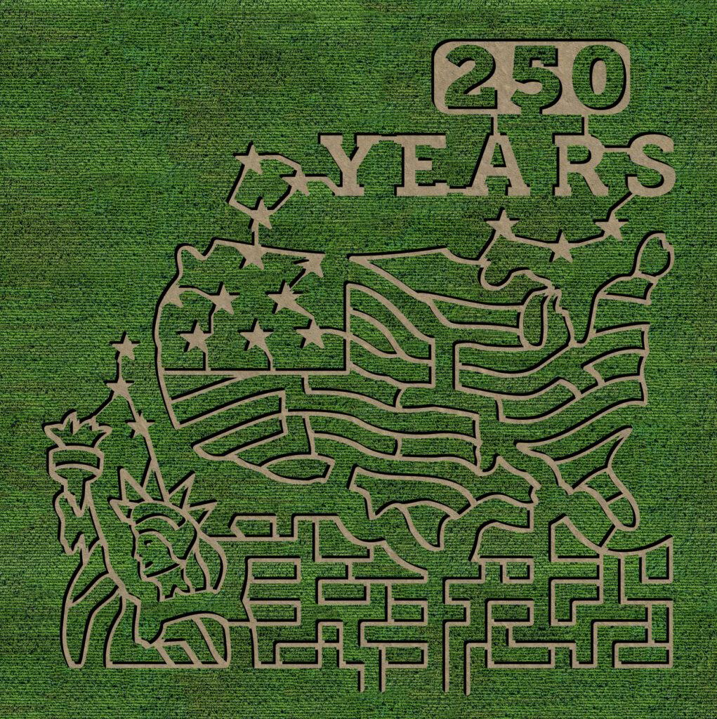 Image of the USA 250th themed corn maze for 2026